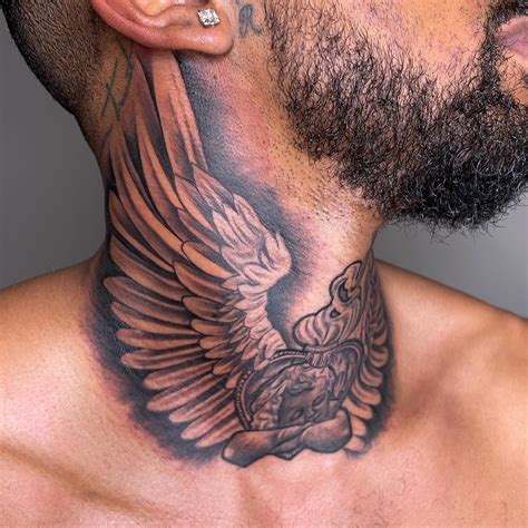 angel wings neck tattoo|full back angel wing tattoos.